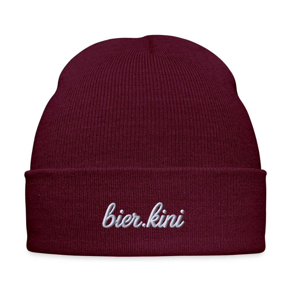 Bestickte Wintermütze bierkini - Burgunderrot