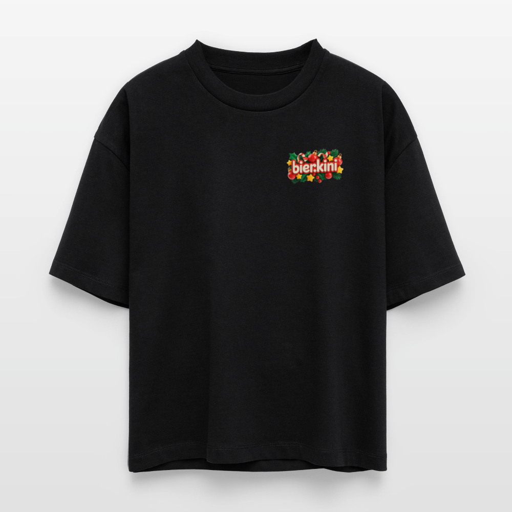 bier.kini Weihnachts-Boxy Shirt - Schwarz