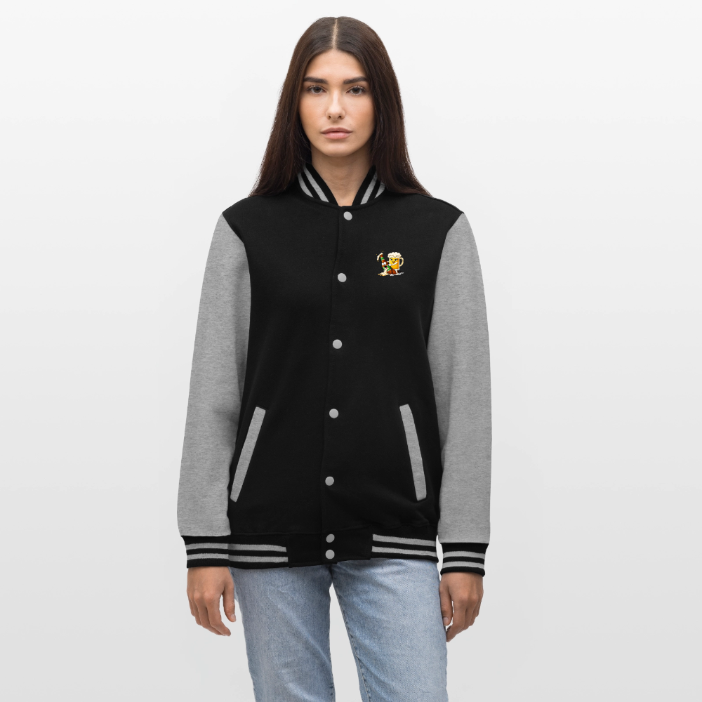 Bier x Bier - College-Sweatjacke - Schwarz/Grau meliert