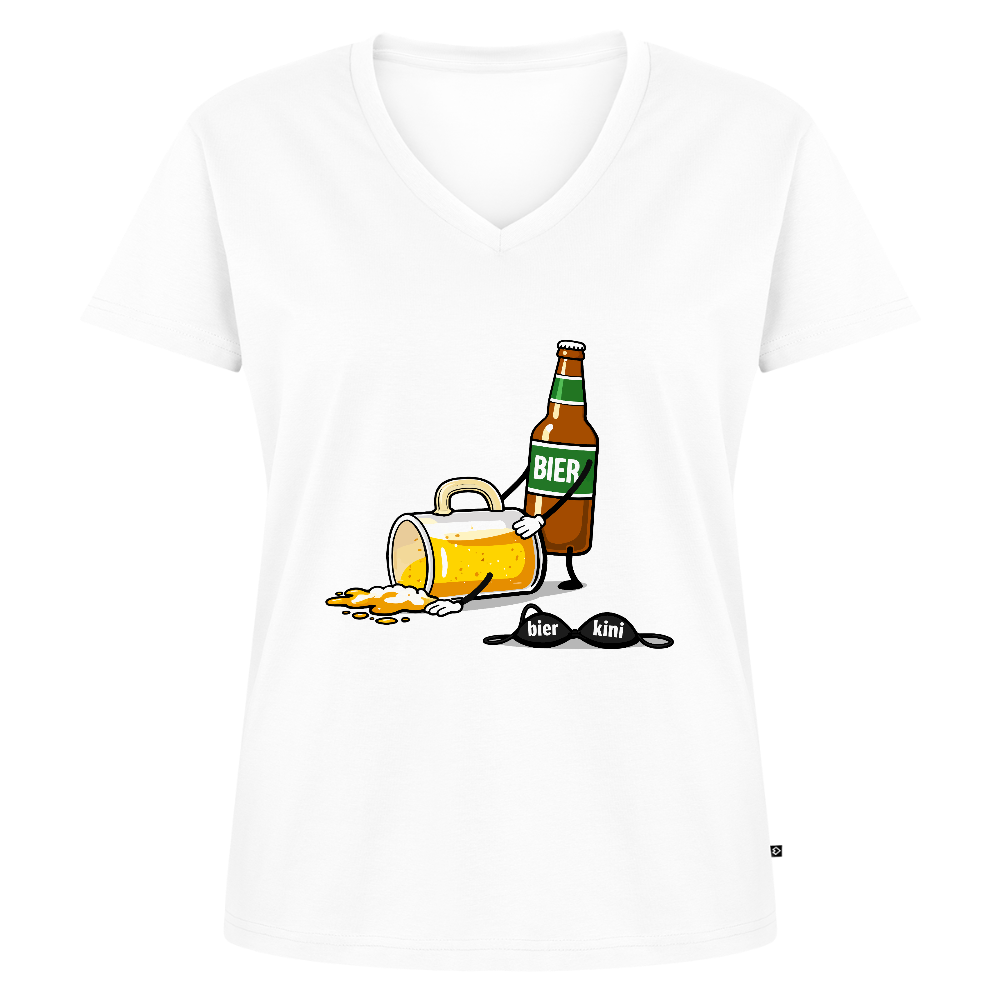 Bier & bier - Bio-T-Shirt mit V-Ausschnitt - Weiß
