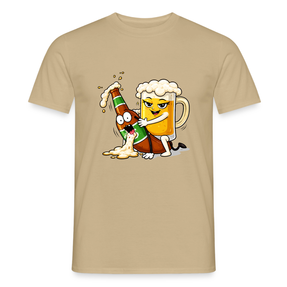 Bier & Bier - Männer T-Shirt - Sandbeige