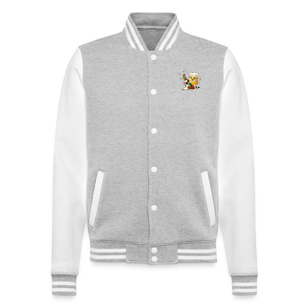 Bier x Bier - College-Sweatjacke - Grau meliert/Weiß