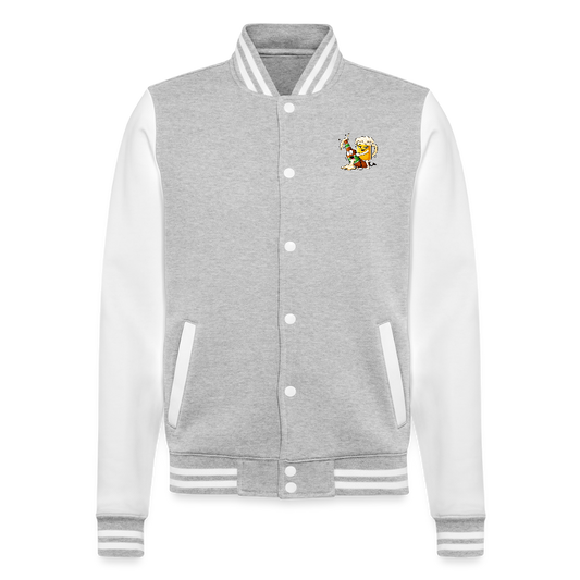 Bier x Bier - College-Sweatjacke - Grau meliert/Weiß