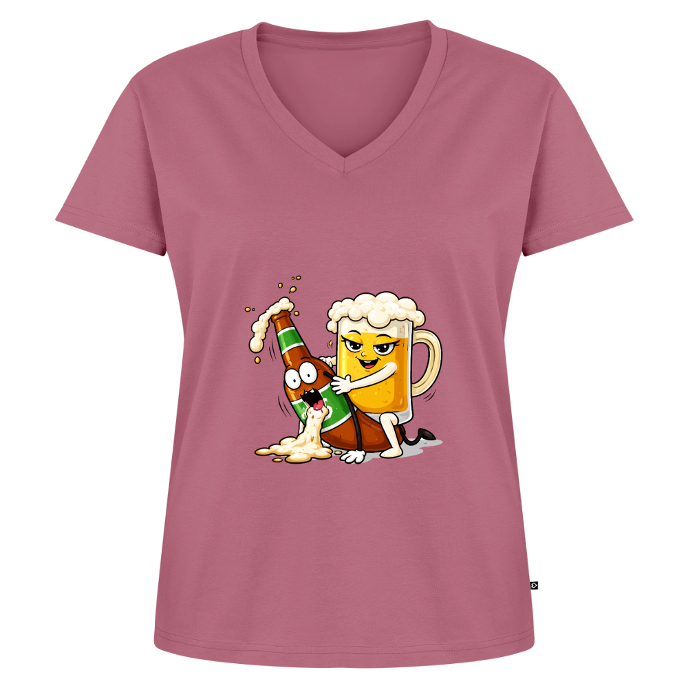 Bier & Bier - Frauen Bio-T-Shirt mit V-Ausschnitt - Mauve