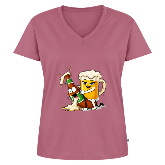 Bier & Bier - Frauen Bio-T-Shirt mit V-Ausschnitt - Mauve