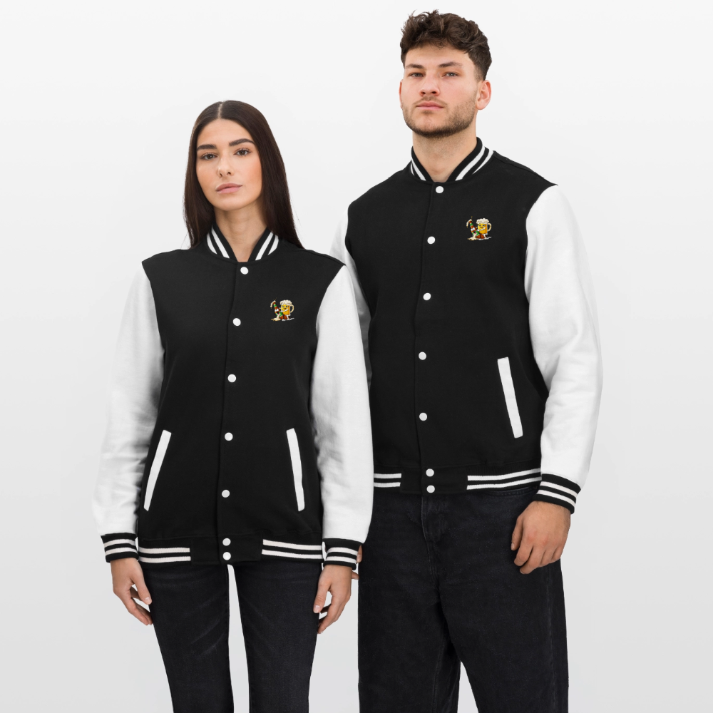 Bier x Bier - College-Sweatjacke - Schwarz/Weiß