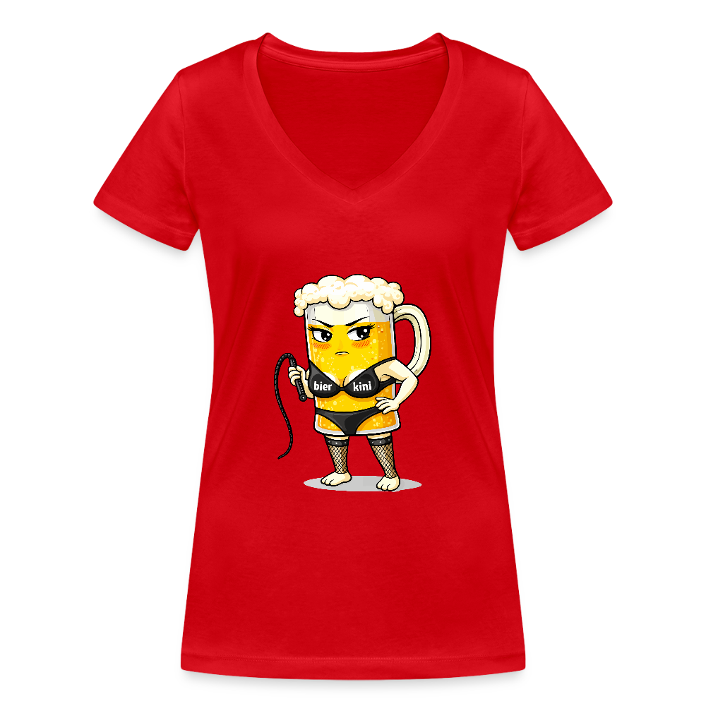 Domina - Frauen Bio-T-Shirt mit V-Ausschnitt - Rot