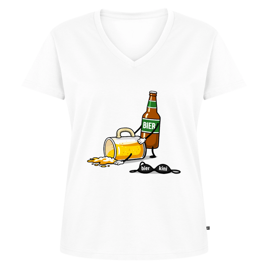 Bier & bier - Bio-T-Shirt mit V-Ausschnitt - Weiß