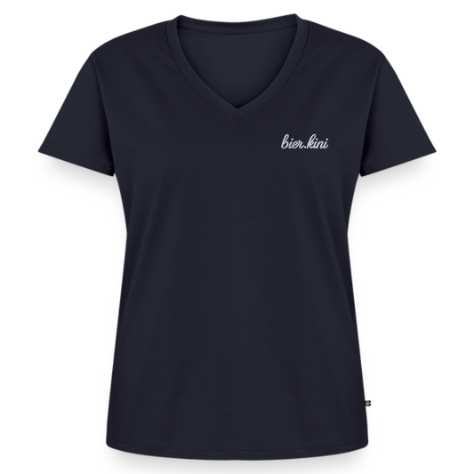 stick bier.kin - Frauen Bio-T-Shirt mit V-Ausschnitt - Navy