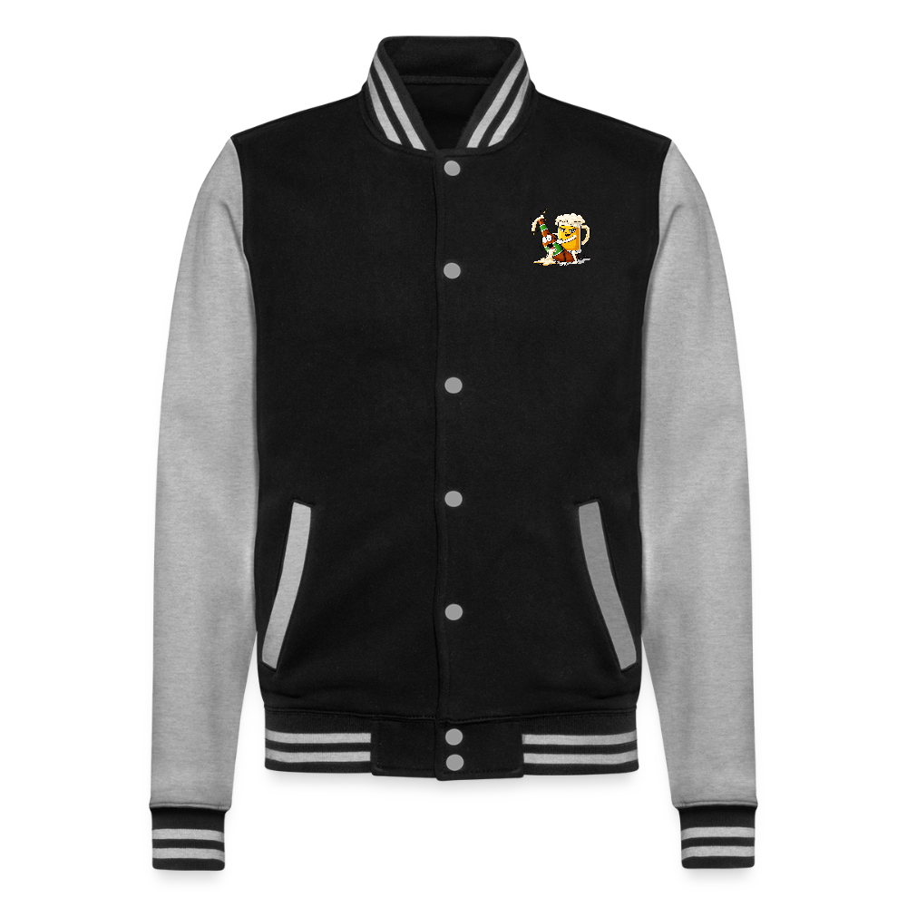 Bier x Bier - College-Sweatjacke - Schwarz/Grau meliert