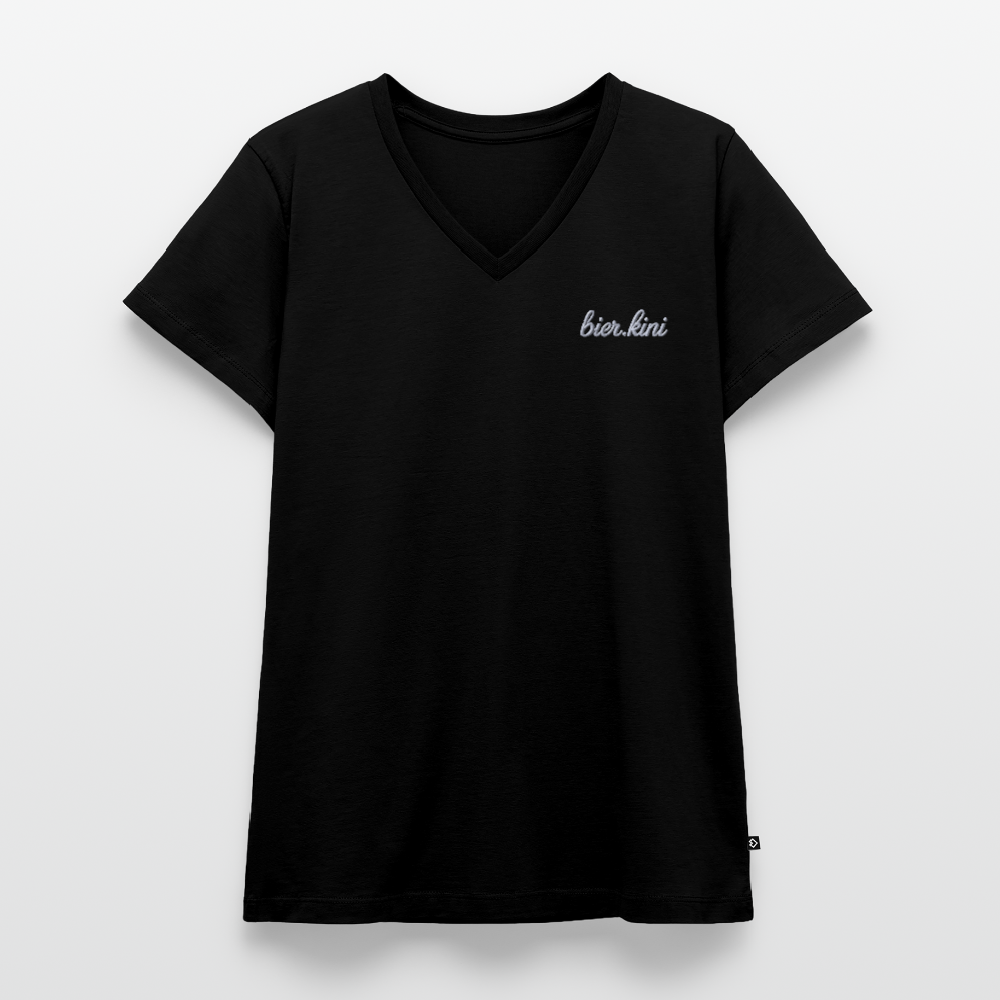 stick bier.kin - Frauen Bio-T-Shirt mit V-Ausschnitt - Schwarz