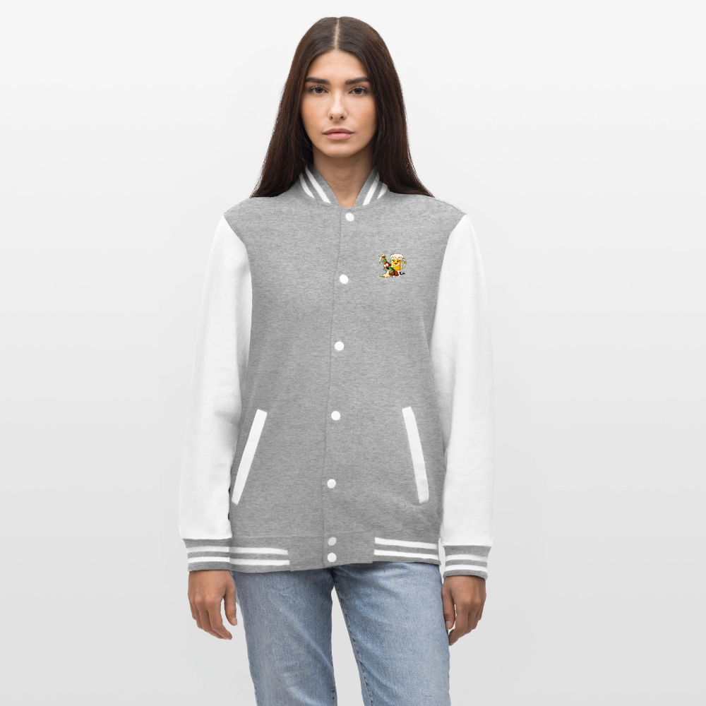 Bier x Bier - College-Sweatjacke - Grau meliert/Weiß