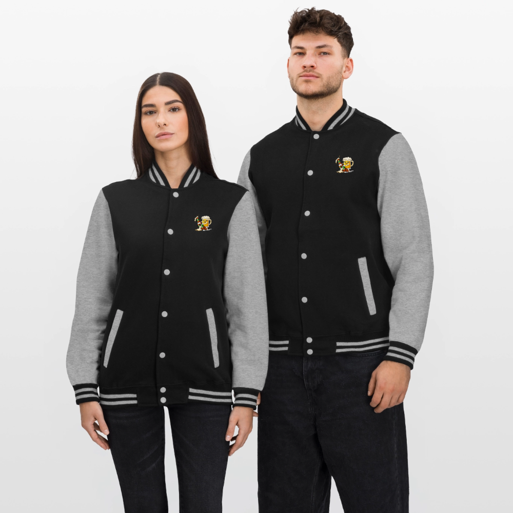 Bier x Bier - College-Sweatjacke - Schwarz/Grau meliert