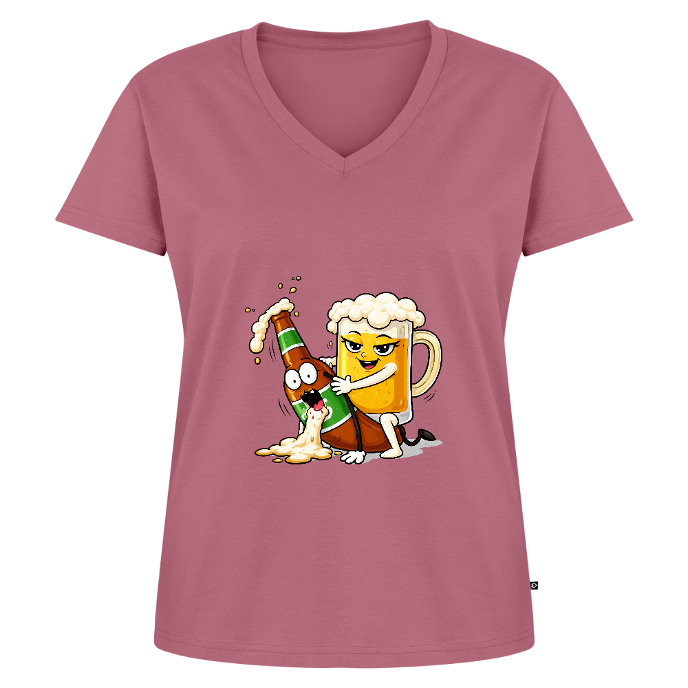 Bier & Bier - Frauen Bio-T-Shirt mit V-Ausschnitt - Mauve