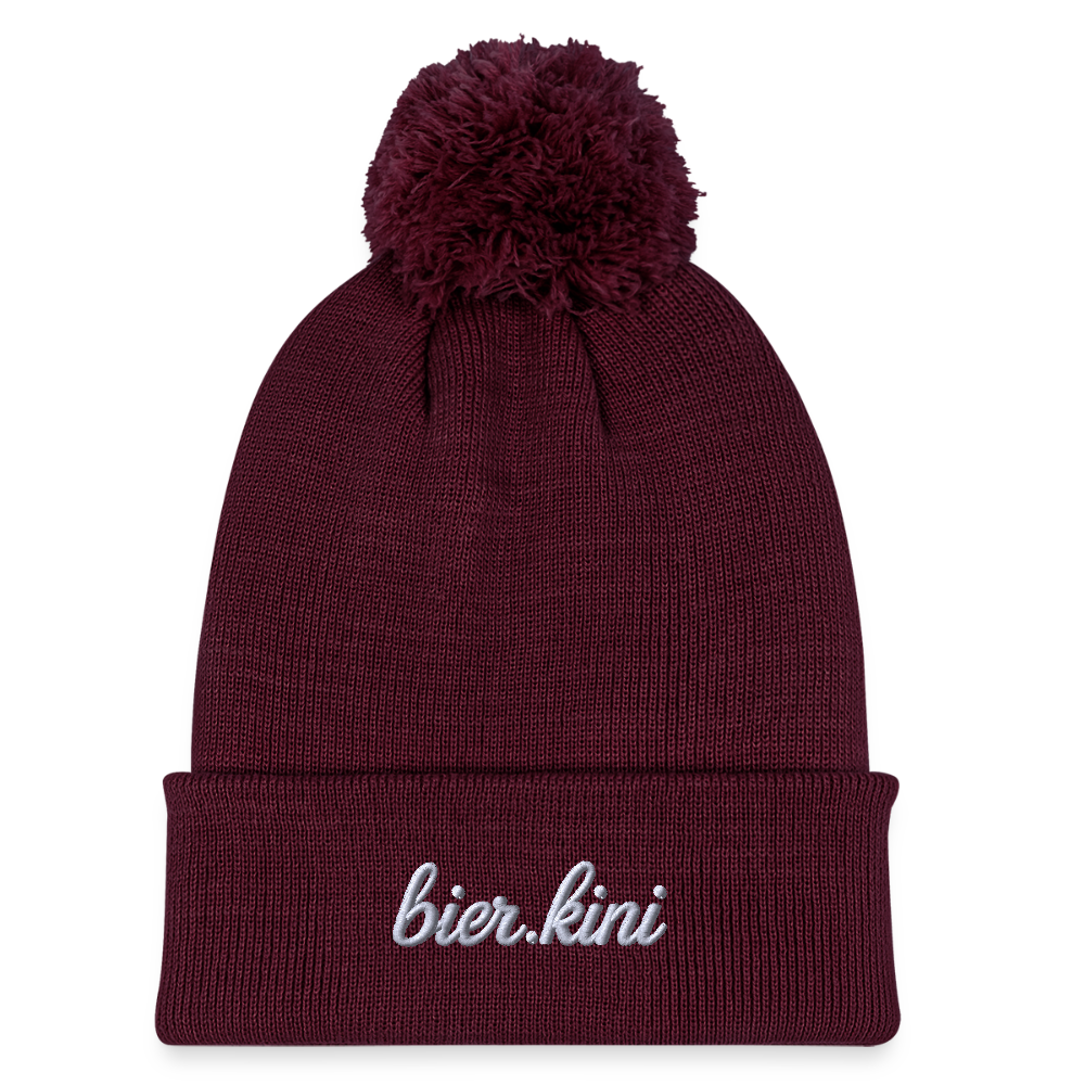 Strickmütze bier.kini mit Bommel - Burgunderrot