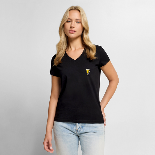Domina - Frauen Bio-T-Shirt mit V-Ausschnitt - Schwarz