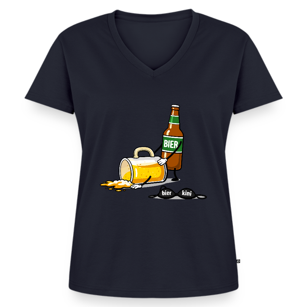 Bier & bier - Bio-T-Shirt mit V-Ausschnitt - Navy