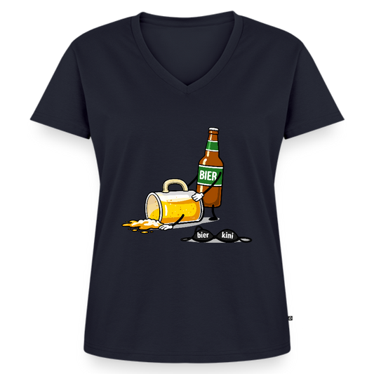 Bier & bier - Bio-T-Shirt mit V-Ausschnitt - Navy