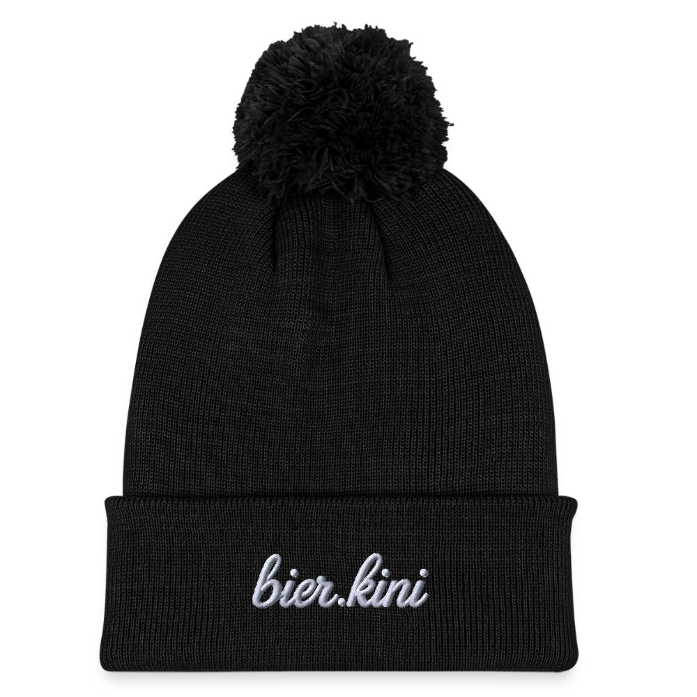 Strickmütze bier.kini mit Bommel - Schwarz
