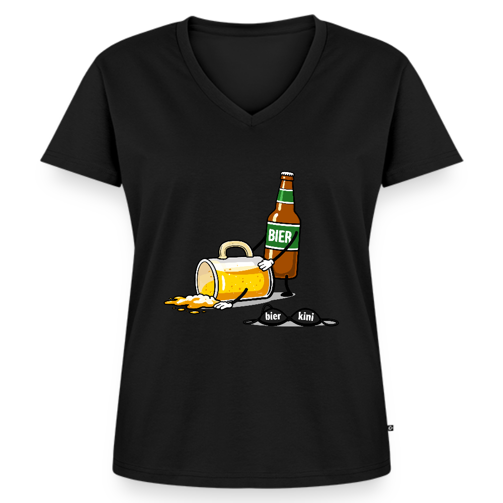 Bier & bier - Bio-T-Shirt mit V-Ausschnitt - Schwarz