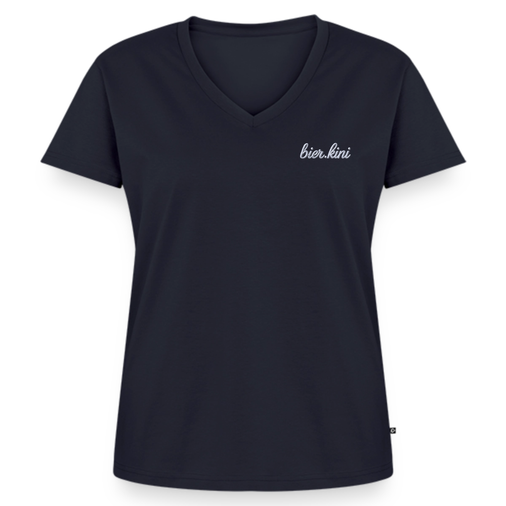 stick bier.kin - Frauen Bio-T-Shirt mit V-Ausschnitt - Navy