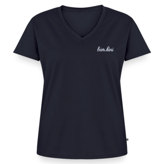 stick bier.kin - Frauen Bio-T-Shirt mit V-Ausschnitt - Navy