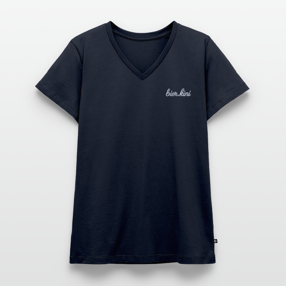stick bier.kin - Frauen Bio-T-Shirt mit V-Ausschnitt - Navy