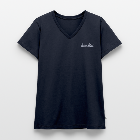 stick bier.kin - Frauen Bio-T-Shirt mit V-Ausschnitt - Navy