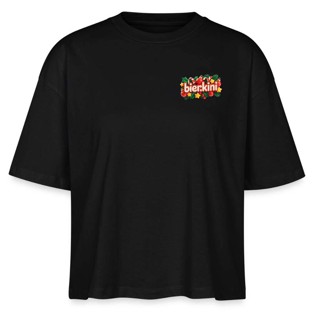 bier.kini Weihnachts-Boxy Shirt - Schwarz