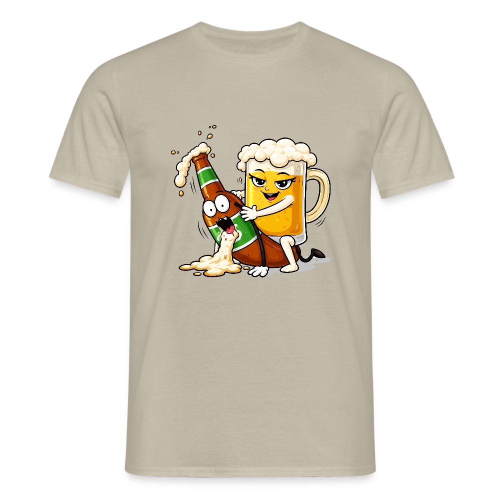 Bier & Bier - Männer T-Shirt - Sandbeige